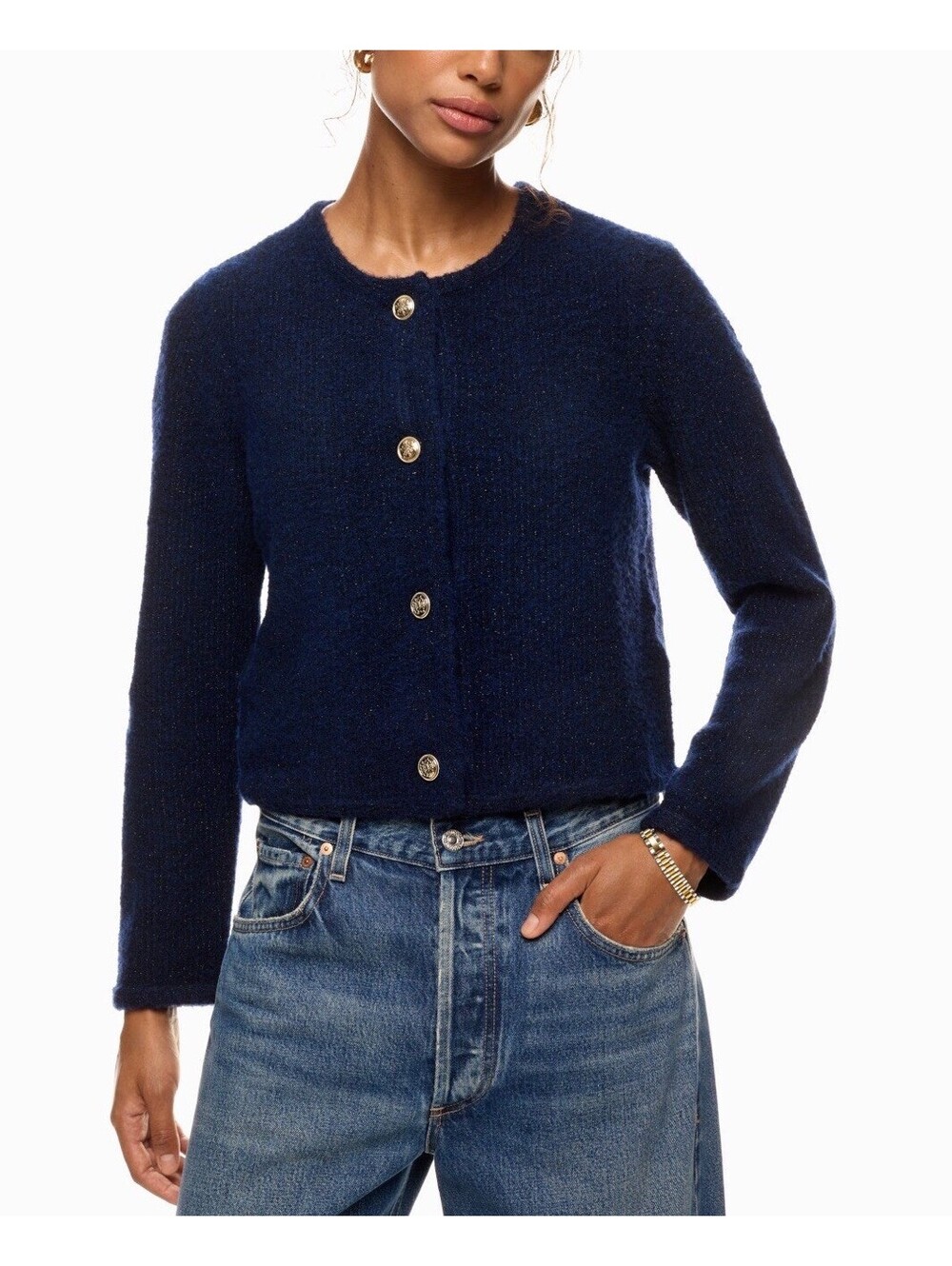 Derek Lam 10 Crosby Sparkly Knit Cardigan Cardigan Sweater Size SM (flaw)